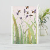 Aquarelle originale Bumble Bee sur carte postale b (Debout devant)