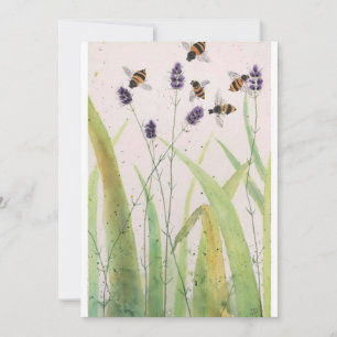 Aquarelle originale Bumble Bee sur carte postale b