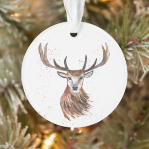 Aquarelle originale Stag Deer Bois Animaux