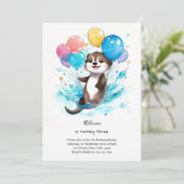 Aquarelle Otter Invitation Anniversaire (Debout devant)