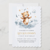Aquarelle Ours Invitation premier anniversaire (Devant)