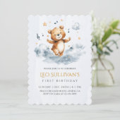 Aquarelle Ours Invitation premier anniversaire (Debout devant)