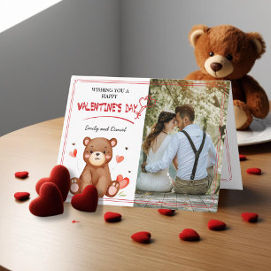 Aquarelle Ours photo Saint Valentin plié