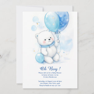 Aquarelle Ours polaire Baby shower Invitation