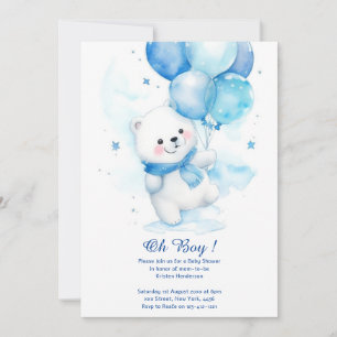 Aquarelle Ours polaire Baby shower Invitation