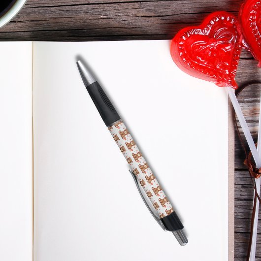 Aquarelle Ours Stylo Saint Valentin