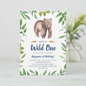 Aquarelle Ours Wild Un Anniversaire Invitation (Debout devant)