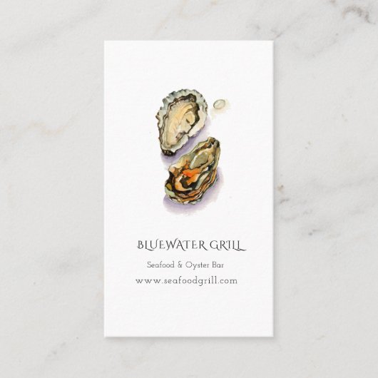 Aquarelle Oyster chef, restaurant carte de visite (Devant)