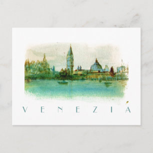 Aquarelle Painted Sketch Carte postale de Venise I