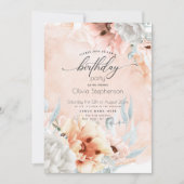 Aquarelle Pale Coral Poppy Invitation Anniversaire (Devant)