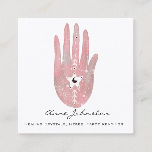 Aquarelle Palm et Carré étoile Carte de visite (Devant)