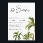 Aquarelle Palm Tree 21e Invitation anniversaire<br><div class="desc">Aquarelle Palm Tree 21st Birthday Invitation Simple et moderne n'importe quel âge palmier invitation d'anniversaire avec un cap de calligraphie moderne et quelques palmiers aquarelles. Cette invitation moderne de 21e anniversaire est idéale pour une fête d'été.</div>