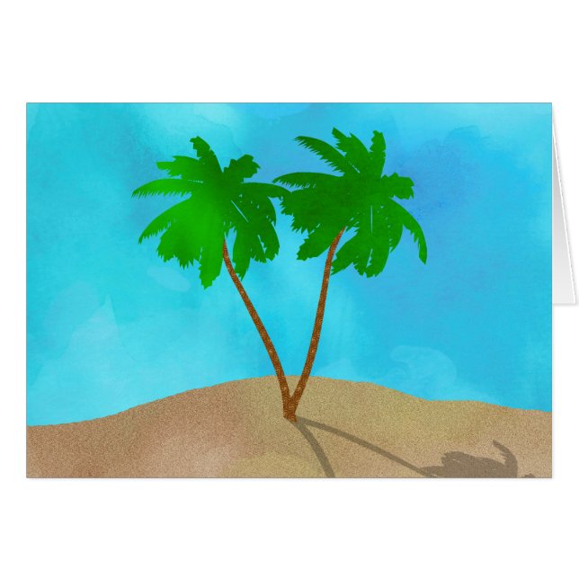 Aquarelle Palm Tree Beach Scene Collage (Devant Horizontal)