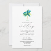 Aquarelle Palm Tree Faire-part de mariage Customis (Devant)