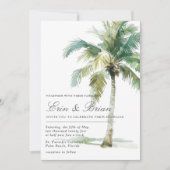 Aquarelle Palm Tree Faire-part de mariage peint (Devant)
