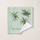 Aquarelle Palm Trees Élégante Typographie Tropical (Gant de toilette)