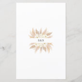 Aquarelle Pampas Grasse Fleurs blanches Menu Maria (Dos)