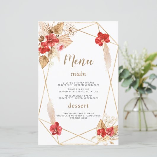 Aquarelle Pampas Grasse Fleurs blanches Menu Maria (Debout devant)