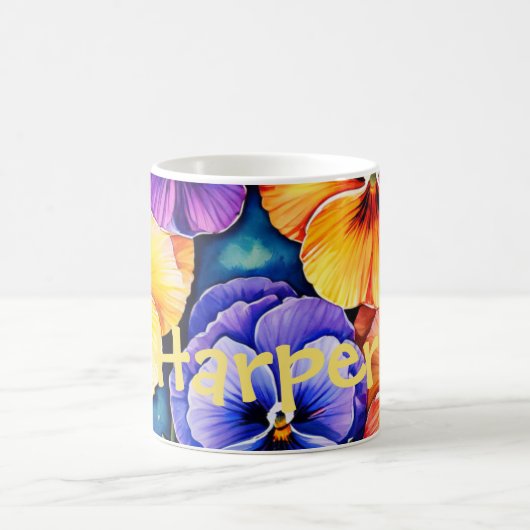Aquarelle Pansies personnalisées Mug (Centre)