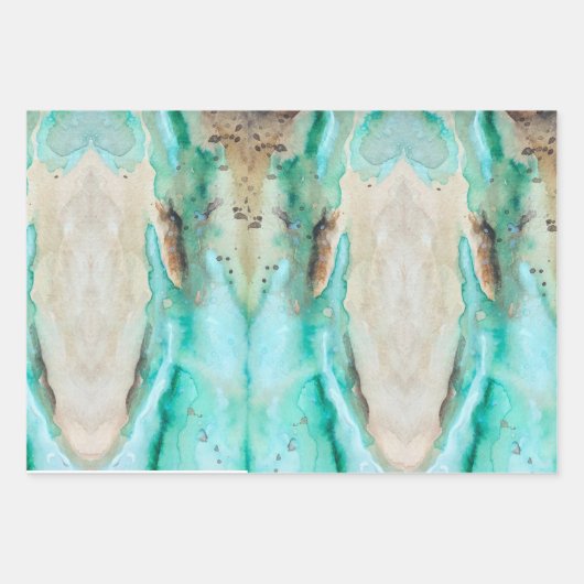 Aquarelle Papier à enveloppement Turquoise Plaque  (Devant 2)