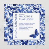 Aquarelle Papillon bleu Douche nuptiale Invitation (Devant / Derrière)