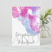 Aquarelle Papillon Faire-part de mariage framboise (Debout devant)