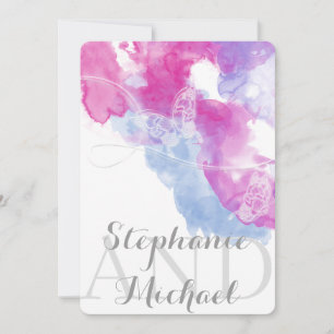 Aquarelle Papillon Faire-part de mariage framboise
