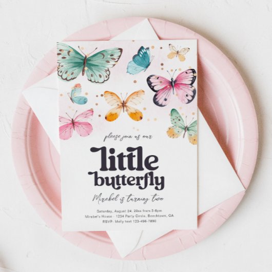 Aquarelle Papillon Invitation d'anniversaire