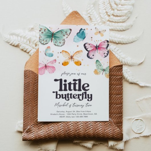 Aquarelle Papillon Invitation d'anniversaire