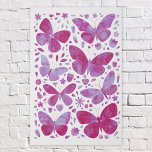 Aquarelle papillon Magenta Rose<br><div class="desc">Motif de papillons Magenta rose et blanc aquarelle. Art original de Nic Squirrell.</div>