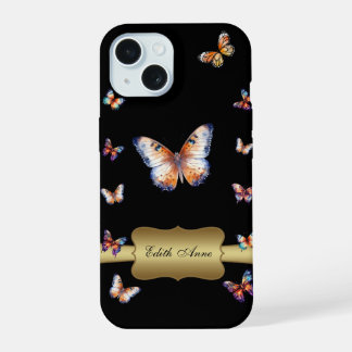 Aquarelle Papillon Or Monogramme personnalisé
