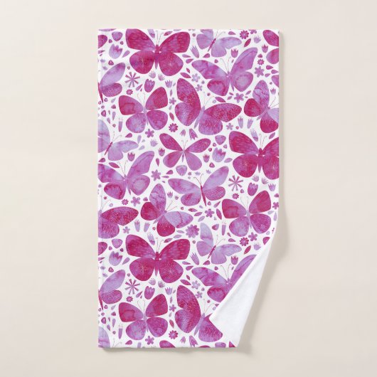 Aquarelle papillon rose (Serviette à main)