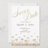 Aquarelle Papillons de Prairie Faire-Part de Date (Devant)