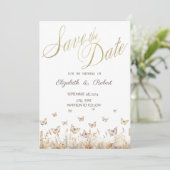 Aquarelle Papillons de Prairie Faire-Part de Date (Debout devant)