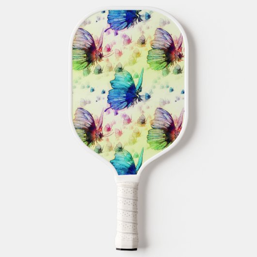 Aquarelle Papillons Pickleball Raquette (Verso)