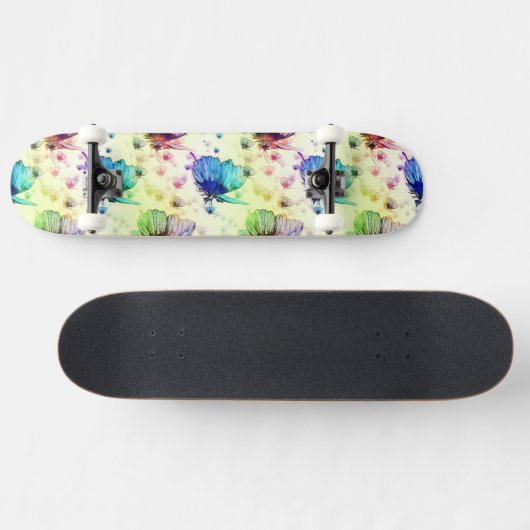 Aquarelle Papillons Skateboard (Horz)