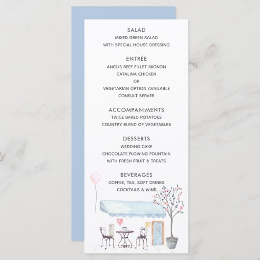 Aquarelle Paris Menu Mariage (Devant / Derrière)