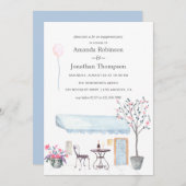 Aquarelle Paris thème Engagement invitation (Devant / Derrière)