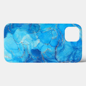 Aquarelle Parties scintillant Blue iPhone / coque  (Verso (horizontal))
