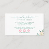 Aquarelle Pastel Floral Carte de visite (Dos)