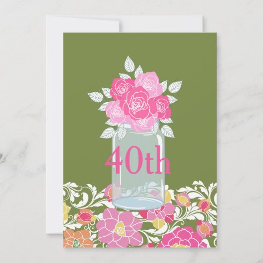 Aquarelle Pastel Floral Invitation d'anniversaire (Dos)