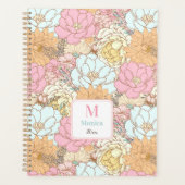 Aquarelle Pastel Floral Rose couleur Monogramme (Devant)