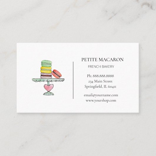 Aquarelle Pastel Macarons carte de visite (Devant)