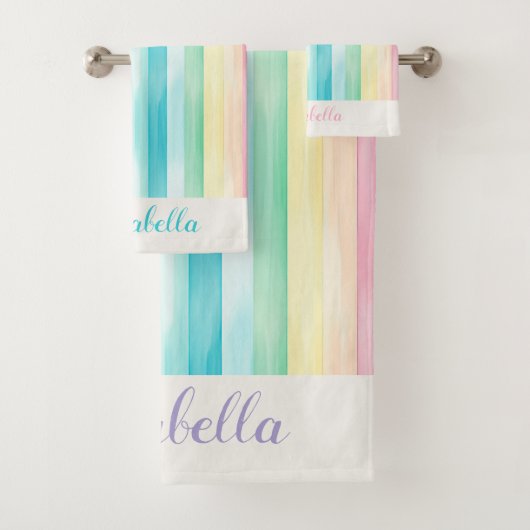 Aquarelle Pastel Rainbow Stripes Personnalisées (En situation)