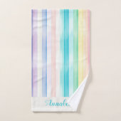 Aquarelle Pastel Rainbow Stripes Personnalisées (Serviette à main)