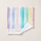 Aquarelle Pastel Rainbow Stripes Personnalisées (Gant de toilette)