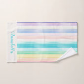 Aquarelle Pastel Rainbow Stripes Personnalisées (Serviette à main)
