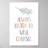 Aquarelle pastel toujours écouter poster sage (Devant)