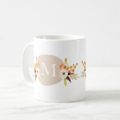 Aquarelle Pays Floral Monogramme Mug Cadeau (Devant gauche)