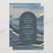 aquarelle paysage doré Faire-part de mariage (Devant / Derrière)